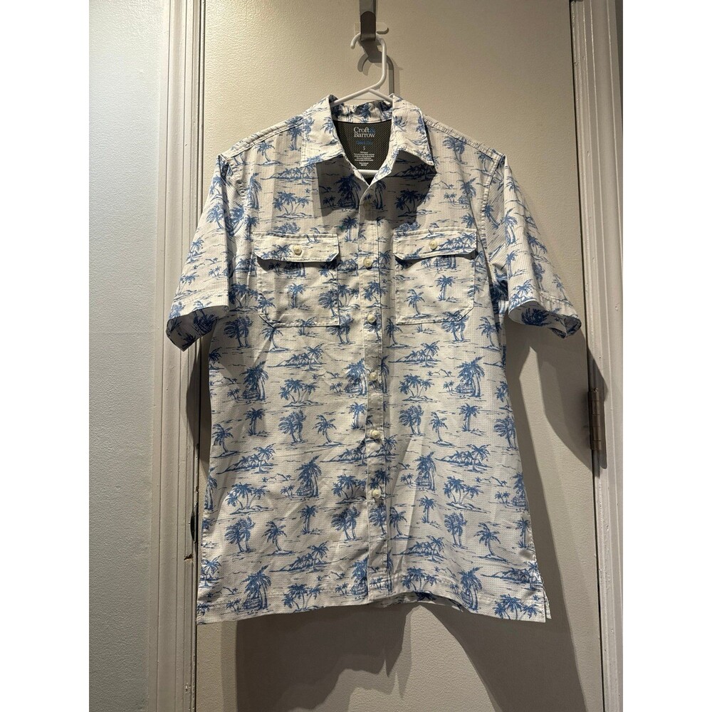 croft and barrow button down palm tree vented shirt size small